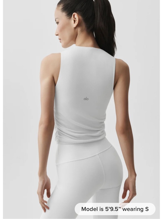 ALO Yoga Tops - ALO Yoga white Ribbed Cropped high neck ruched Tank s m xl
